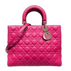 Christian Dior Large Pink GD Lambskin Handbag